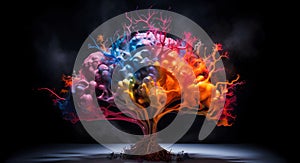 Illustration of a colorful brain, creativity, intelligence and innovation concept