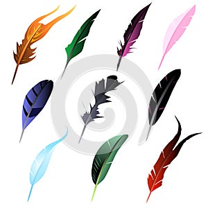 Illustration Colorful Different Shapes Feathers Gamedev Items
