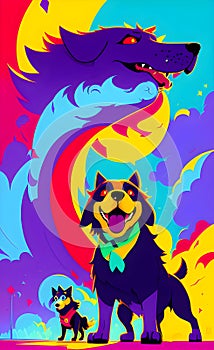 Illustration of a colorful dog