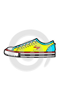 Illustration of a colorful, eye-catching shoe, set against a white background