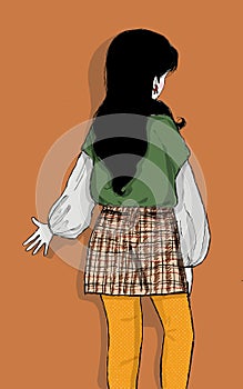illustration of colorful girl outfit in contrast color