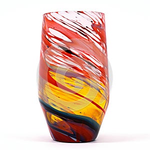 Colorful glass vase on white background