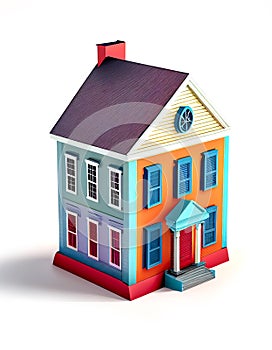 An illustration of a colorful home model icon, AI-Generated