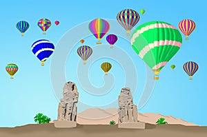 Colorful hot air balloons over scenic Pharaohs photo