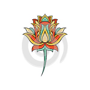 Colorful indian ornament. Ethnic decorative pattern. Abstract floral design. Original vector element for postcard or