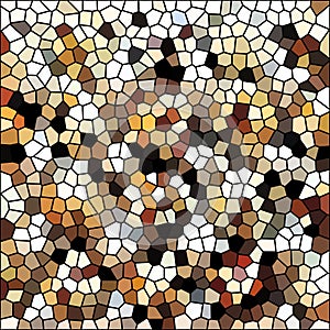 Illustration of a colorful mosaic of polyhedral figures.