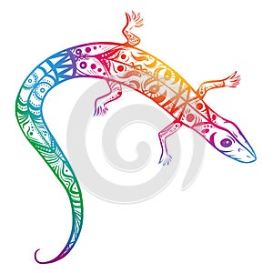 illustration of a colorful patterned gecko