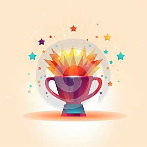 an illustration of a colorful trophy cup with stars around it