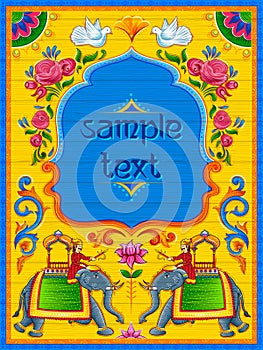 Colorful welcome banner in truck art kitsch style of India photo