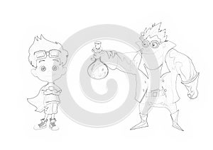 Illustration: Coloring Book Series: Crazy Doctor Father and Super Son.