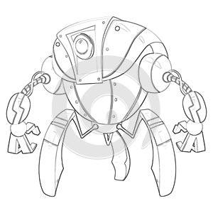 Illustration: Coloring Book Series: Robot. Soft thin line.