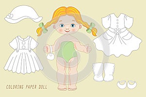 Ilustrace z zbarvení papír panenka oblečení 