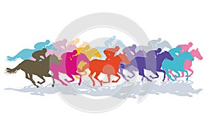 Colourful galloping horses photo