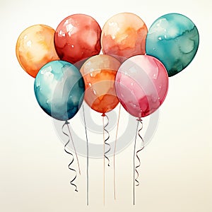 Illustration of colourful watercolor balloons