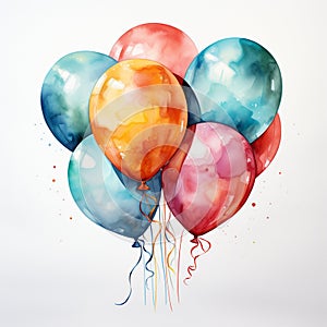 Illustration of colourful watercolor balloons