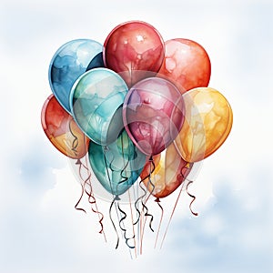 Illustration of colourful watercolor balloons