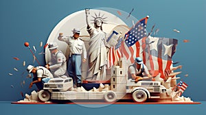 illustration of the commemoration of labor day in the usa. Generative AI
