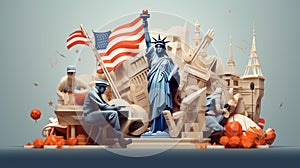 illustration of the commemoration of labor day in the usa. Generative AI