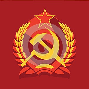 illustration in communist style in red and yellow colors