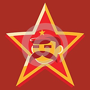illustration in communist style in red and yellow colors