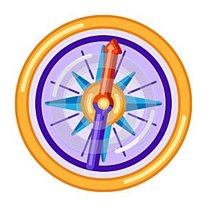 Illustration of compass with wind rose. Image for geography and cartography, travel and tourism.