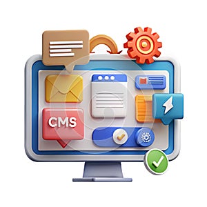 Illustration of computer screen with development tools