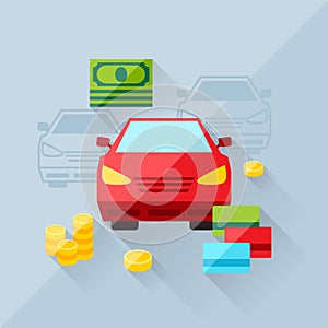 Illustration concept of auto loan in flat design