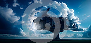 Cloud Network Solution computing big data center, futurist infrastructure generative ai digital