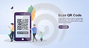 Illustration concept of scan qr code to speed up the process