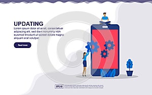 Illustration concept of updating. Updating system, maintenance. Vector illustration easy to edit and customize