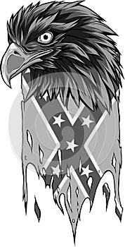 monochromatic illustration of Confederate flag with eagle head