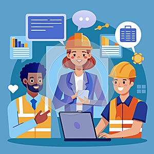 illustration of construction online discussion