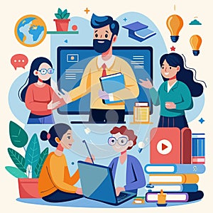 illustration of construction online discussion