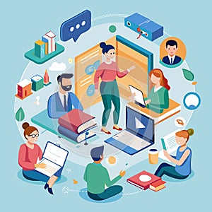 illustration of construction online discussion