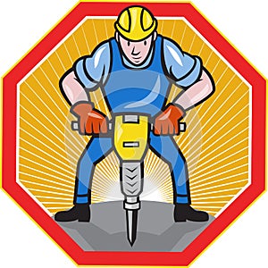 Construction Worker Jackhammer Pneumatic Drill