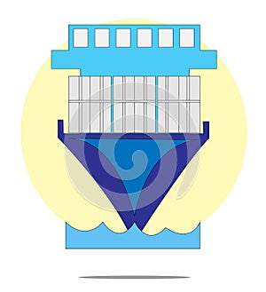 Illustration of containership with circle background photo