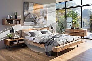 Illustration of contemporary bedroom design with the latest trending style.