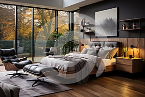 Illustration of contemporary bedroom design with the latest trending style.