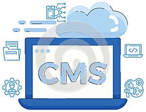 Illustration of content management system concept,CMS