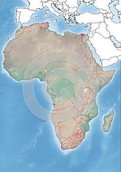 Illustration Continent of Africa with Railroads