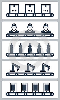 Illustration of conveyor belt silhoettes