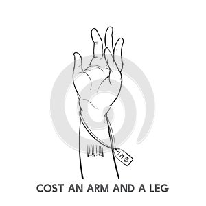 Illustration of cost an arm and a leg idiom