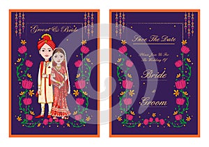 Couple on Indian Wedding invitation template background