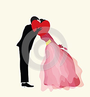 illustration of a couple kissing on valentines day