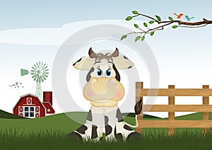 illustration of cow in the farm