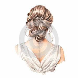 illustration of crayon drawing of a bride back view simple and elega, Generative ai