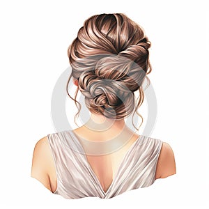 illustration of crayon drawing of a bride back view simple and elega, Generative ai