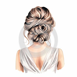 illustration of crayon drawing of a bride back view simple and elega, Generative ai