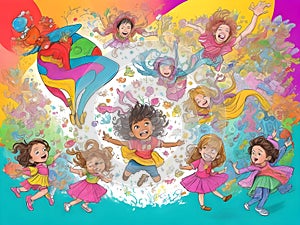 An illustration created using Ai for World Children`s Day.
