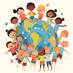 An illustration created using Ai for World Children`s Day.